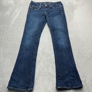 American Eagle Outfitters Skinny Kick Flare Jeans Women 4 Blue Dark Wash Stretch